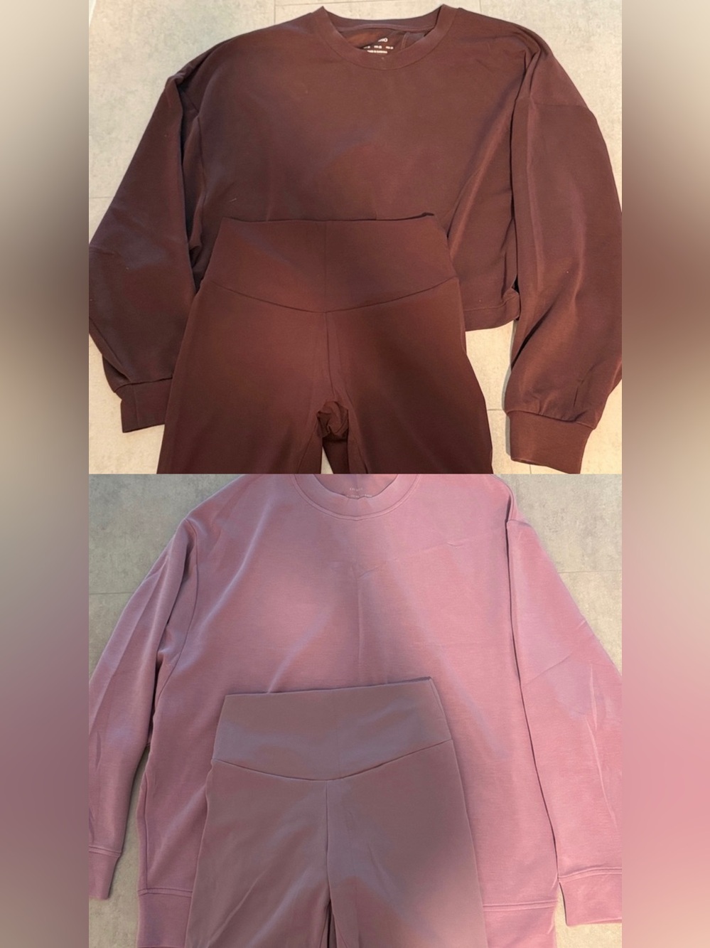 X2 Oysho women pink and brown biker shorts with matching tops